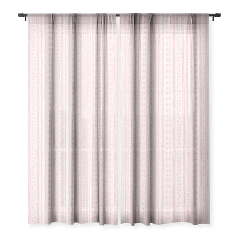 Schatzi Brown Mud Cloth 5 Pink Sheer Window Curtain