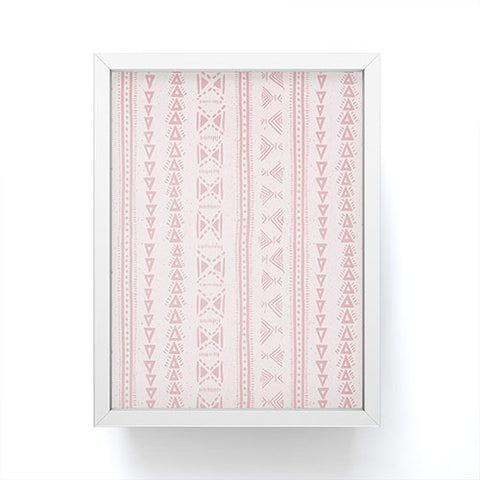 Schatzi Brown Mud Cloth 5 Pink Framed Mini Art Print