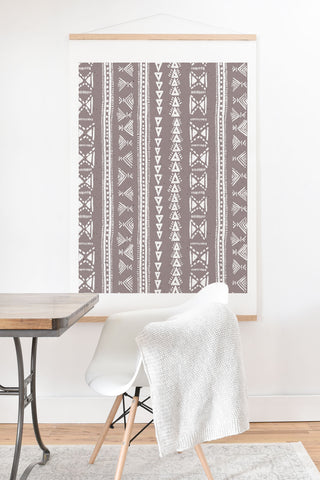 Schatzi Brown Mud Cloth 5 Taupe Art Print And Hanger