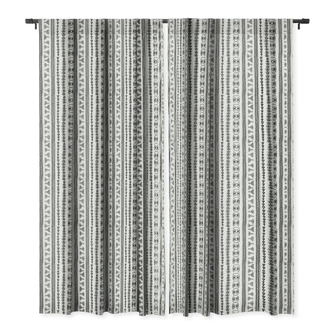 Schatzi Brown Mud Cloth 5 White Blackout Window Curtain