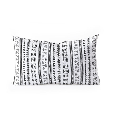 Schatzi Brown Mud Cloth 5 White Oblong Throw Pillow