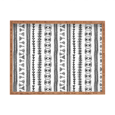 Schatzi Brown Mud Cloth 5 White Rectangular Tray