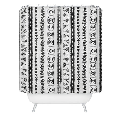 Schatzi Brown Mud Cloth 5 White Shower Curtain