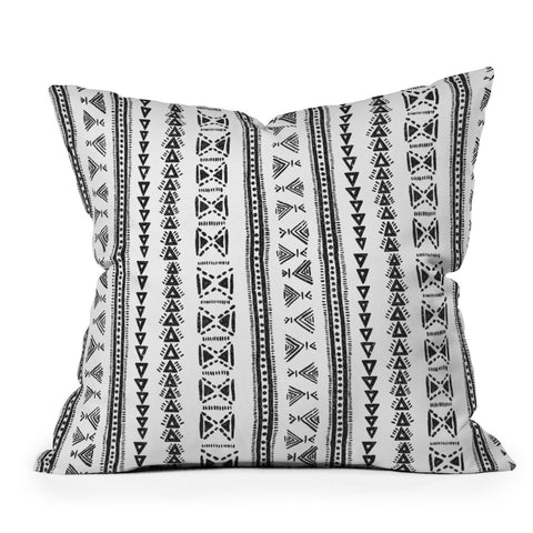 Schatzi Brown Mud Cloth 5 White Throw Pillow