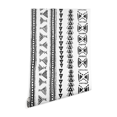 Schatzi Brown Mud Cloth 5 White Wallpaper