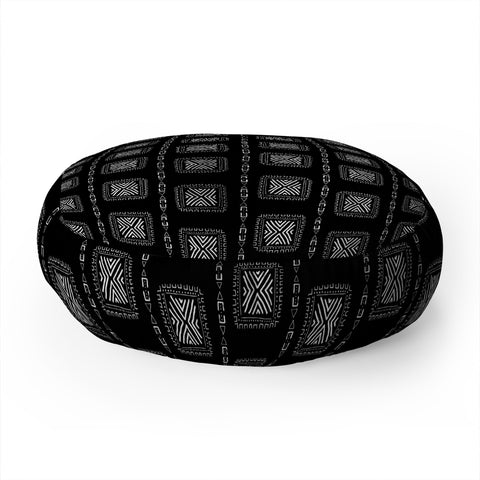Schatzi Brown Mudcloth 3 Black Floor Pillow Round
