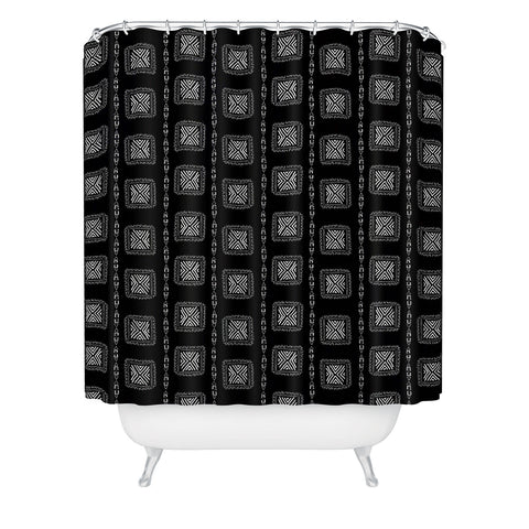 Schatzi Brown Mudcloth 3 Black Shower Curtain