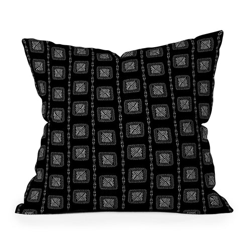 Schatzi Brown Mudcloth 3 Black Throw Pillow