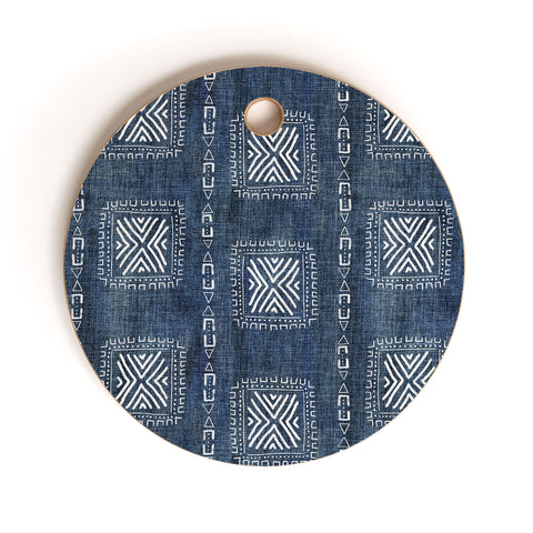 Schatzi Brown Mudcloth 3 Denim Cutting Board Round