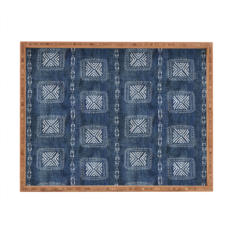 Schatzi Brown Mudcloth 3 Denim Rectangular Tray