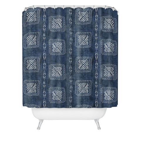 Schatzi Brown Mudcloth 3 Denim Shower Curtain