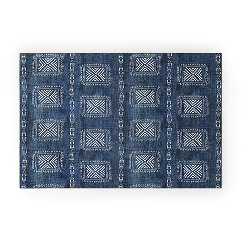 Schatzi Brown Mudcloth 3 Denim Welcome Mat