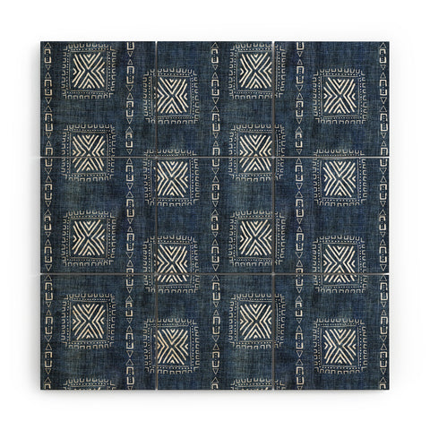 Schatzi Brown Mudcloth 3 Denim Wood Wall Mural
