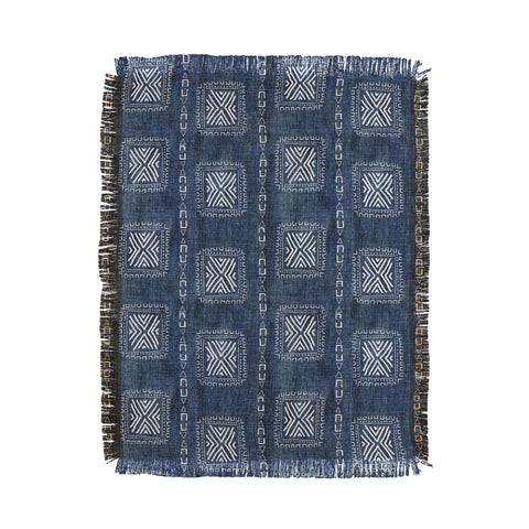 Schatzi Brown Mudcloth 3 Denim Throw Blanket