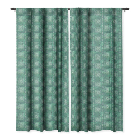 Schatzi Brown Mudcloth 3 Spearmint Blackout Window Curtain