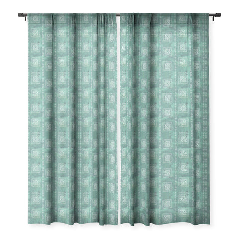 Schatzi Brown Mudcloth 3 Spearmint Sheer Window Curtain