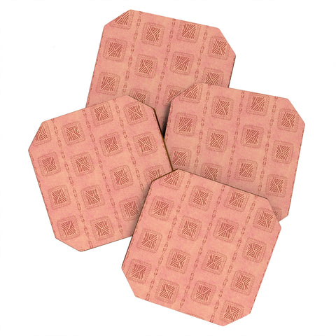 Schatzi Brown Mudcloth 3 Terracotta Coaster Set