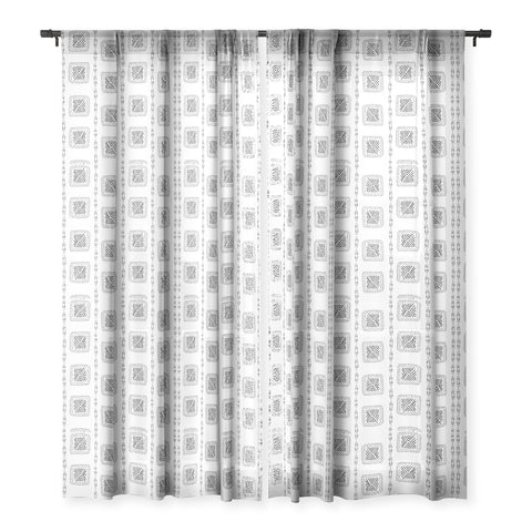 Schatzi Brown Mudcloth 3 White Sheer Window Curtain