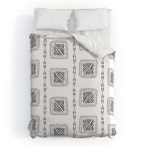 Schatzi Brown Mudcloth 3 White Duvet Cover