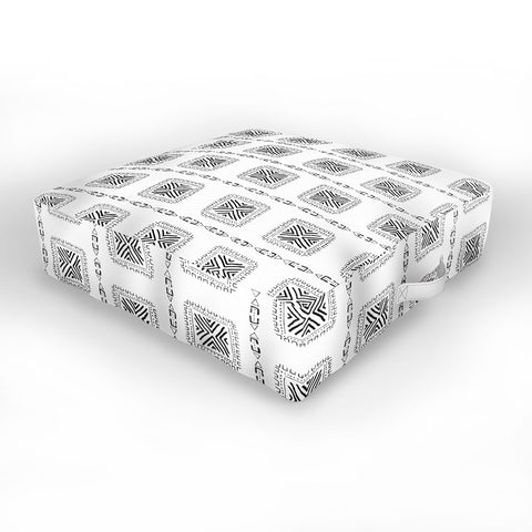 Schatzi Brown Mudcloth 3 White Outdoor Floor Cushion