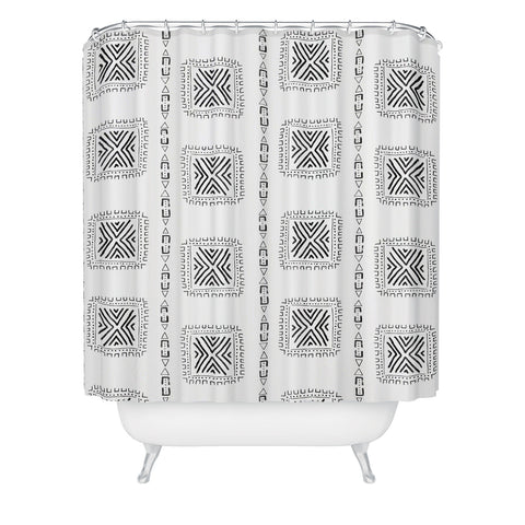Schatzi Brown Mudcloth 3 White Shower Curtain