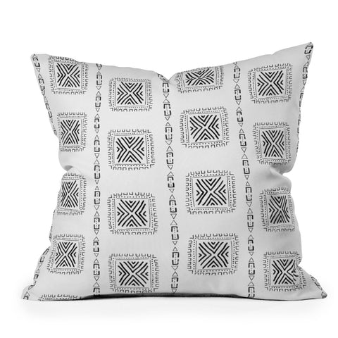 Schatzi Brown Mudcloth 3 White Throw Pillow