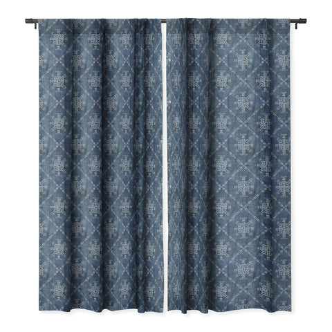 Schatzi Brown Mudcloth 4 Denim Blackout Window Curtain