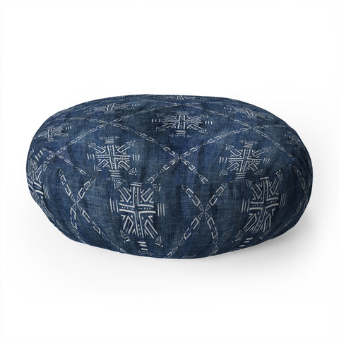 Schatzi Brown Mudcloth 4 Denim Floor Pillow Round