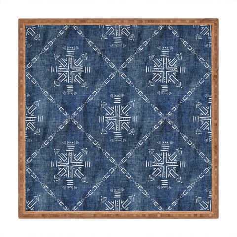 Schatzi Brown Mudcloth 4 Denim Square Tray