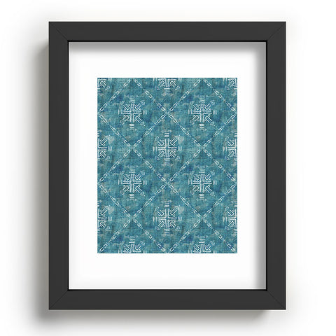 Schatzi Brown Mudcloth 4 Turquoise Recessed Framing Rectangle