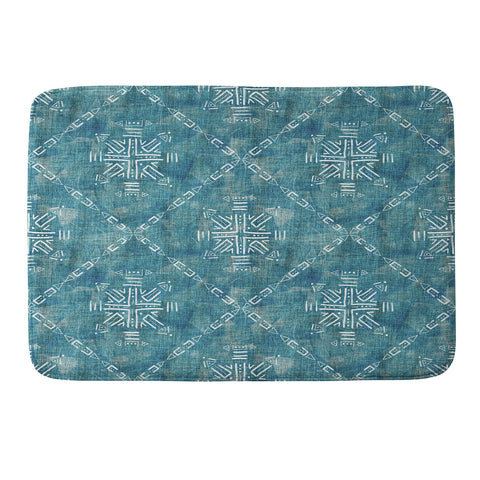 Schatzi Brown Mudcloth 4 Turquoise Memory Foam Bath Mat