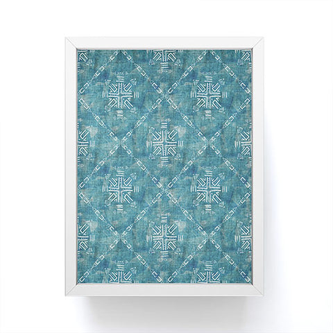 Schatzi Brown Mudcloth 4 Turquoise Framed Mini Art Print