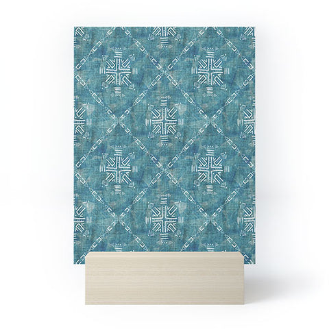 Schatzi Brown Mudcloth 4 Turquoise Mini Art Print