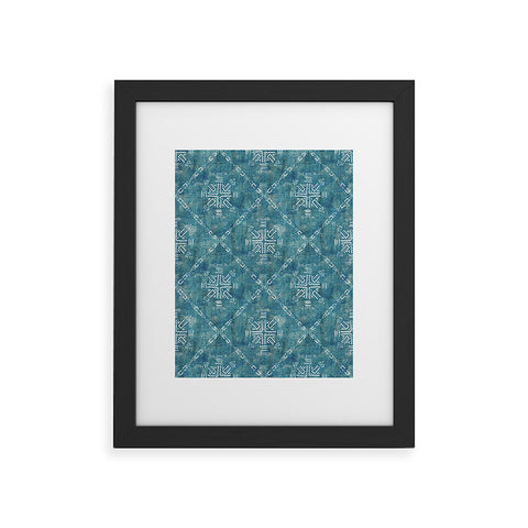 Schatzi Brown Mudcloth 4 Turquoise Framed Art Print