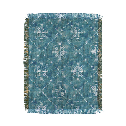 Schatzi Brown Mudcloth 4 Turquoise Throw Blanket