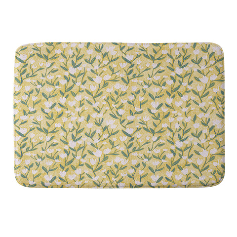 Schatzi Brown Ninna Floral Yellow Memory Foam Bath Mat