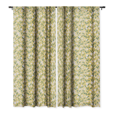 Schatzi Brown Ninna Floral Yellow Blackout Window Curtain