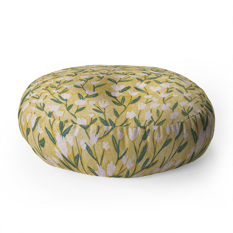 Schatzi Brown Ninna Floral Yellow Floor Pillow Round