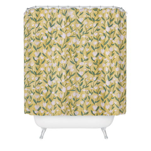 Schatzi Brown Ninna Floral Yellow Shower Curtain