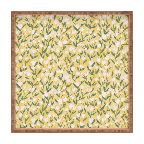 Schatzi Brown Ninna Floral Yellow Square Tray