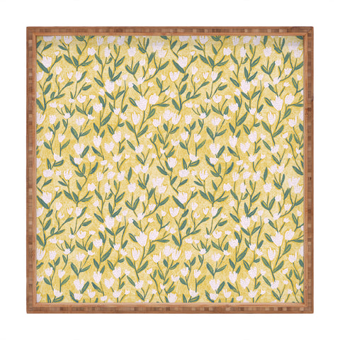 Schatzi Brown Ninna Floral Yellow Square Tray