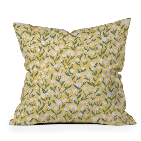 Schatzi Brown Ninna Floral Yellow Throw Pillow