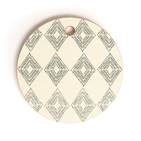 Schatzi Brown Nora Fancy Diamond Beige Cutting Board Round