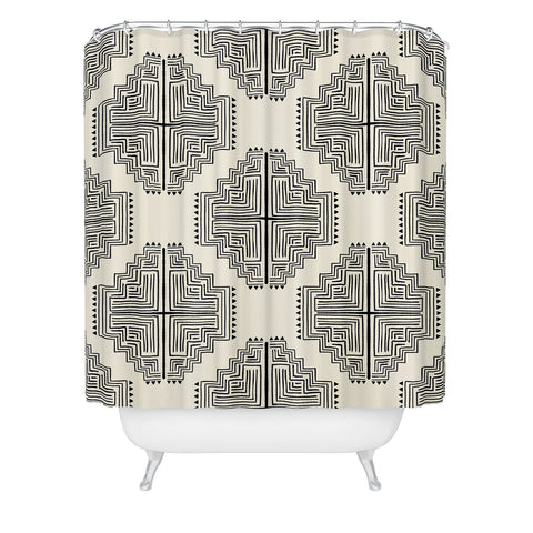 Schatzi Brown Nora Farmhouse Black and Cream Shower Curtain