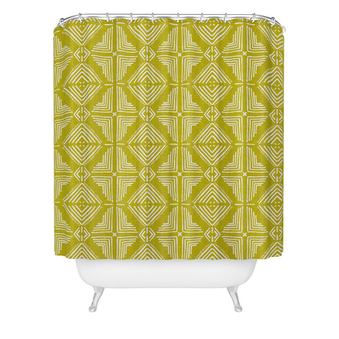 Schatzi Brown Nora Tile Lime Shower Curtain