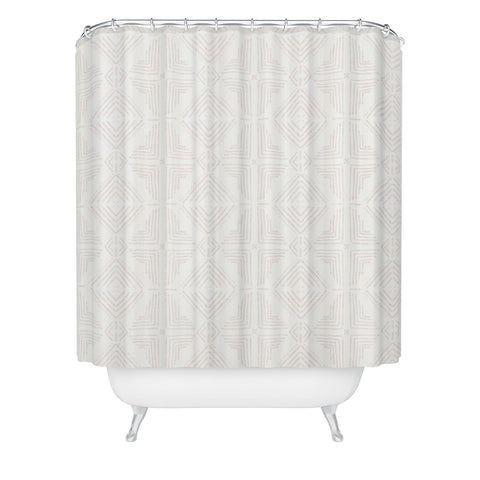 Schatzi Brown Nora Tile White Shower Curtain