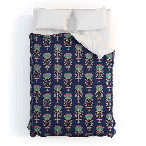 Schatzi Brown Norr Flower Blue Comforter