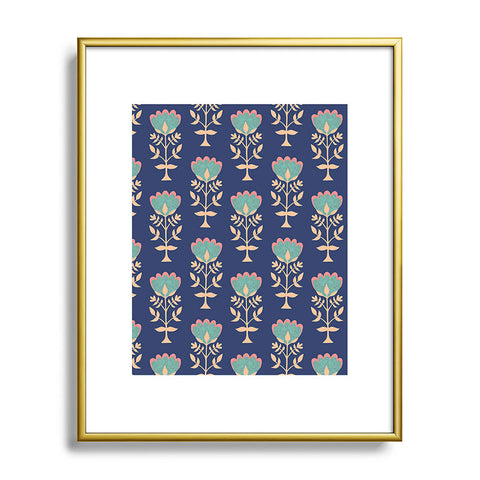 Schatzi Brown Norr Flower Blue Metal Framed Art Print