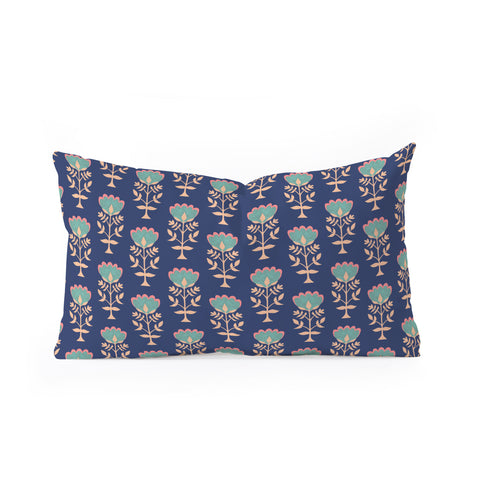 Schatzi Brown Norr Flower Blue Oblong Throw Pillow