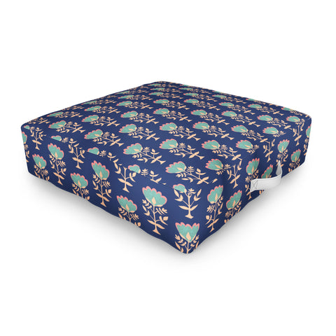 Schatzi Brown Norr Flower Blue Outdoor Floor Cushion